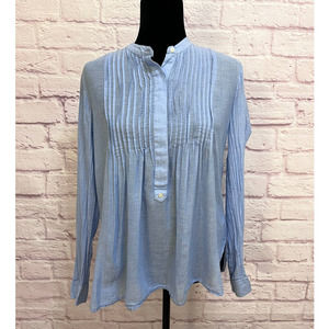Gap Women's Long Sleeve Pintucked Shirt Blue EOE Stripe Size M